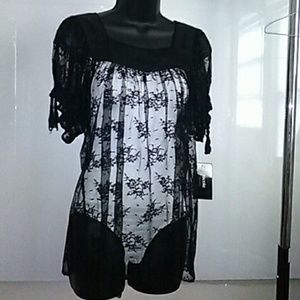 Nicole by Nicole Miller black lace blouse size 6